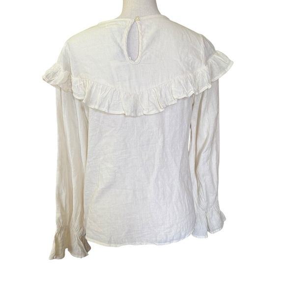 NWT THML Floral Embroidered ruffle top ruched sleeve boho Blouse prairie cottage - Picture 3 of 9